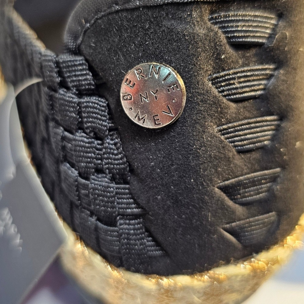 Bernie Mev Mish Black Woven Mary Jane Espadrille Flats Rose Gold Sz 39 8.5 New - Picture 5 of 11